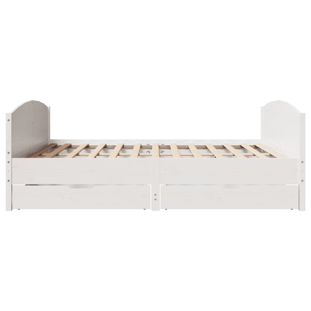 Bed Frame without Mattress White 180x200 cm Super King Solid Wood Pine