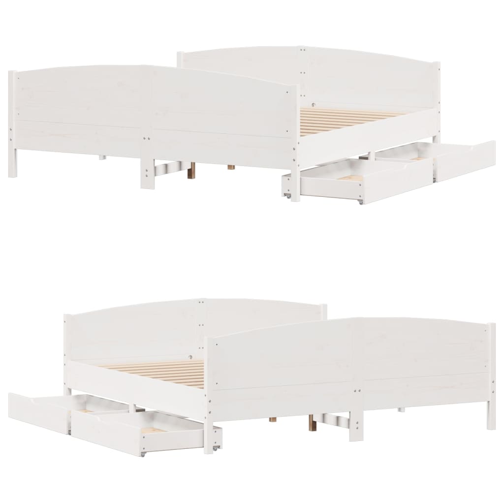 Bed Frame without Mattress White 180x200 cm Super King Solid Wood Pine