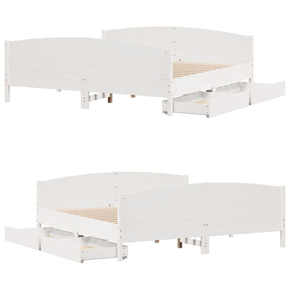 Bed Frame without Mattress White 180x200 cm Super King Solid Wood Pine