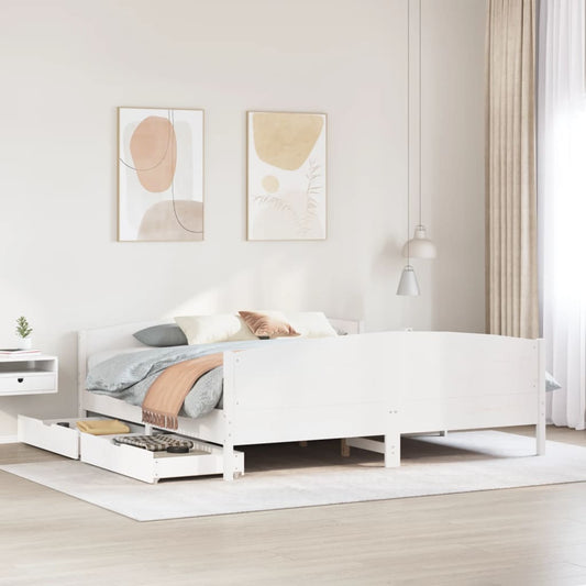 Bed Frame without Mattress White 160x200 cm Solid Wood Pine