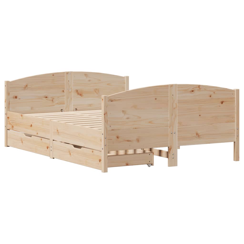 Bed Frame without Mattress 150x200 cm King Size Solid Wood Pine