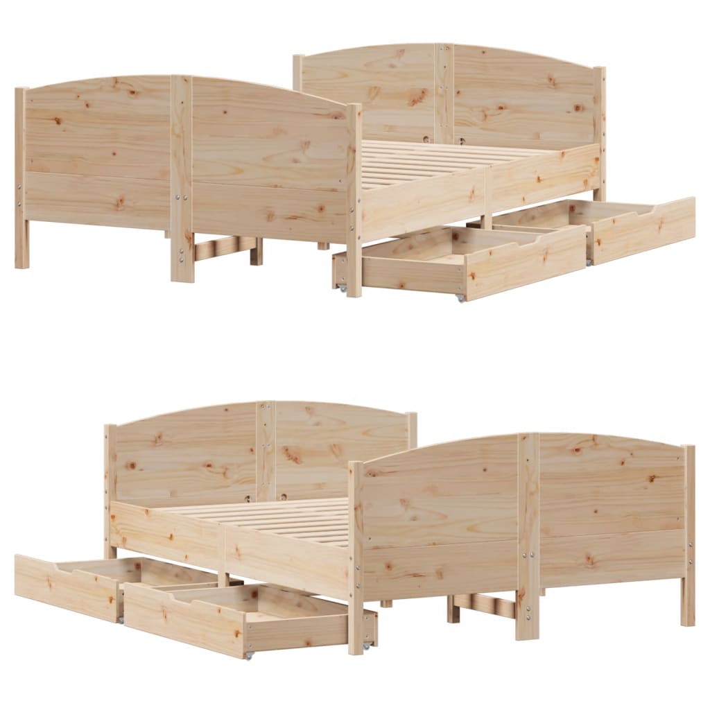 Bed Frame without Mattress 150x200 cm King Size Solid Wood Pine