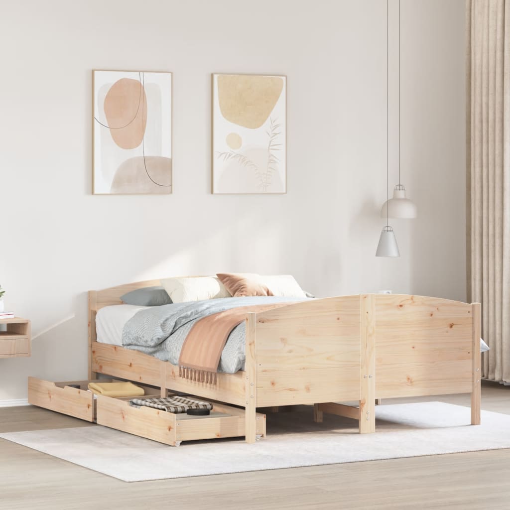 Bed Frame without Mattress 150x200 cm King Size Solid Wood Pine