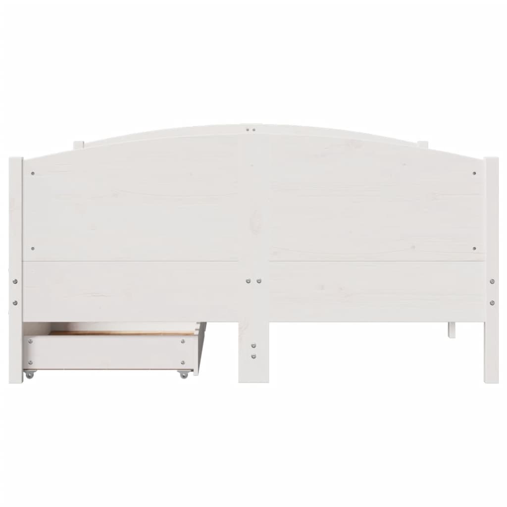 Bed Frame without Mattress White 150x200 cm King Size Solid Wood Pine