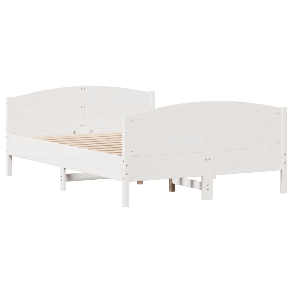 Bed Frame without Mattress White 150x200 cm King Size Solid Wood Pine