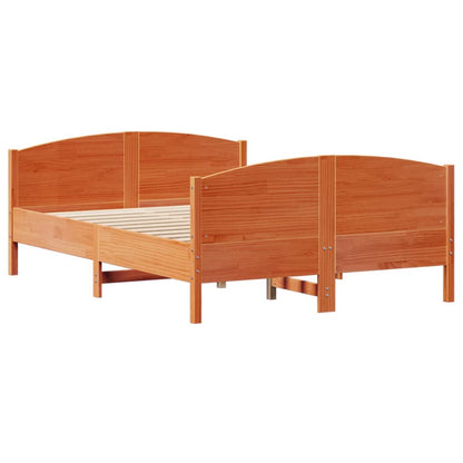 Bed Frame without Mattress Wax Brown 150x200 cm King Size Solid Wood Pine