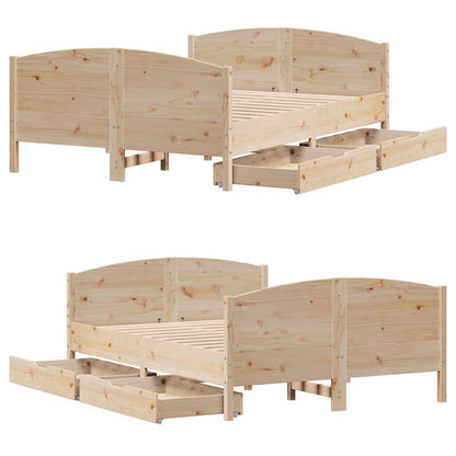 Bed Frame without Mattress 140x200 cm Solid Wood Pine