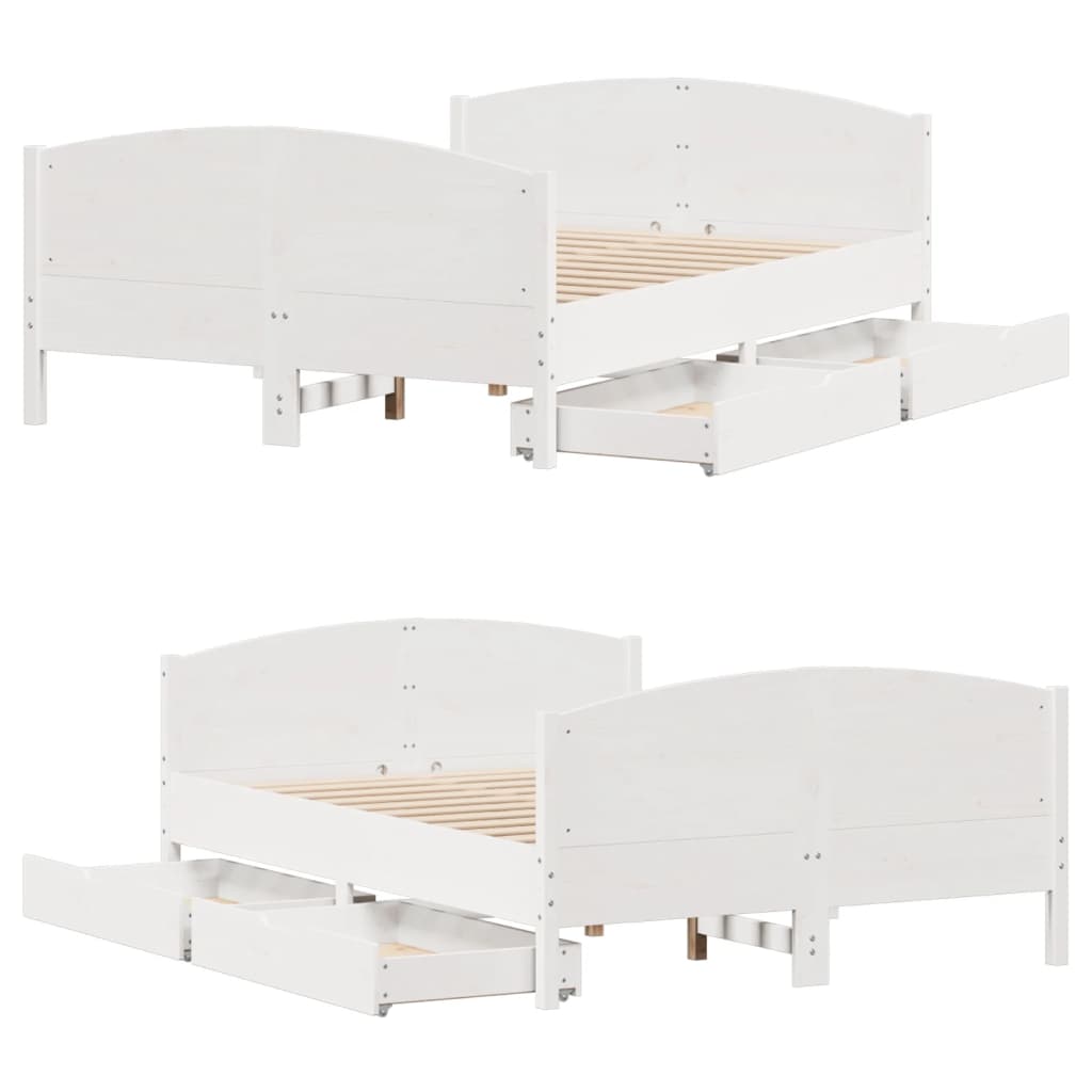 Bed Frame without Mattress White 140x200 cm Solid Wood Pine