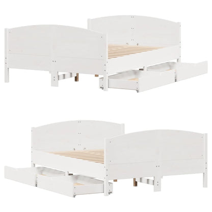 Bed Frame without Mattress White 140x200 cm Solid Wood Pine