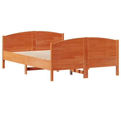 Bed Frame without Mattress Wax Brown 140x200 cm Solid Wood Pine