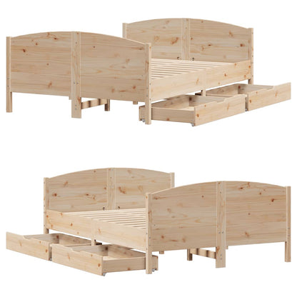 Bed Frame without Mattress 120x200 cm Solid Wood Pine