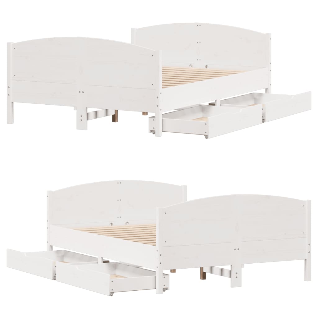 Bed Frame without Mattress White 120x200 cm Solid Wood Pine