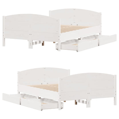 Bed Frame without Mattress White 120x200 cm Solid Wood Pine