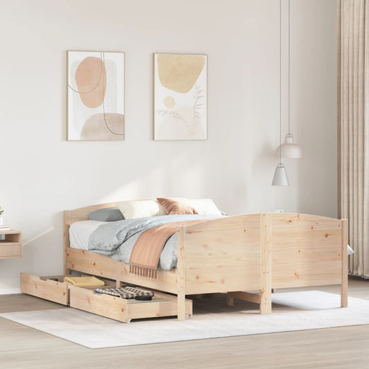 Bed Frame without Mattress 140x190 cm Solid Wood Pine