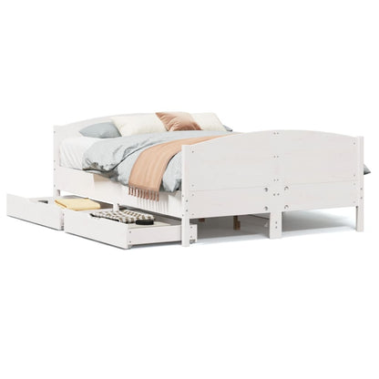 Bed Frame without Mattress White 140x190 cm Solid Wood Pine