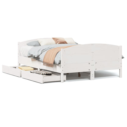 Bed Frame without Mattress White 135x190 cm Double Solid Wood Pine