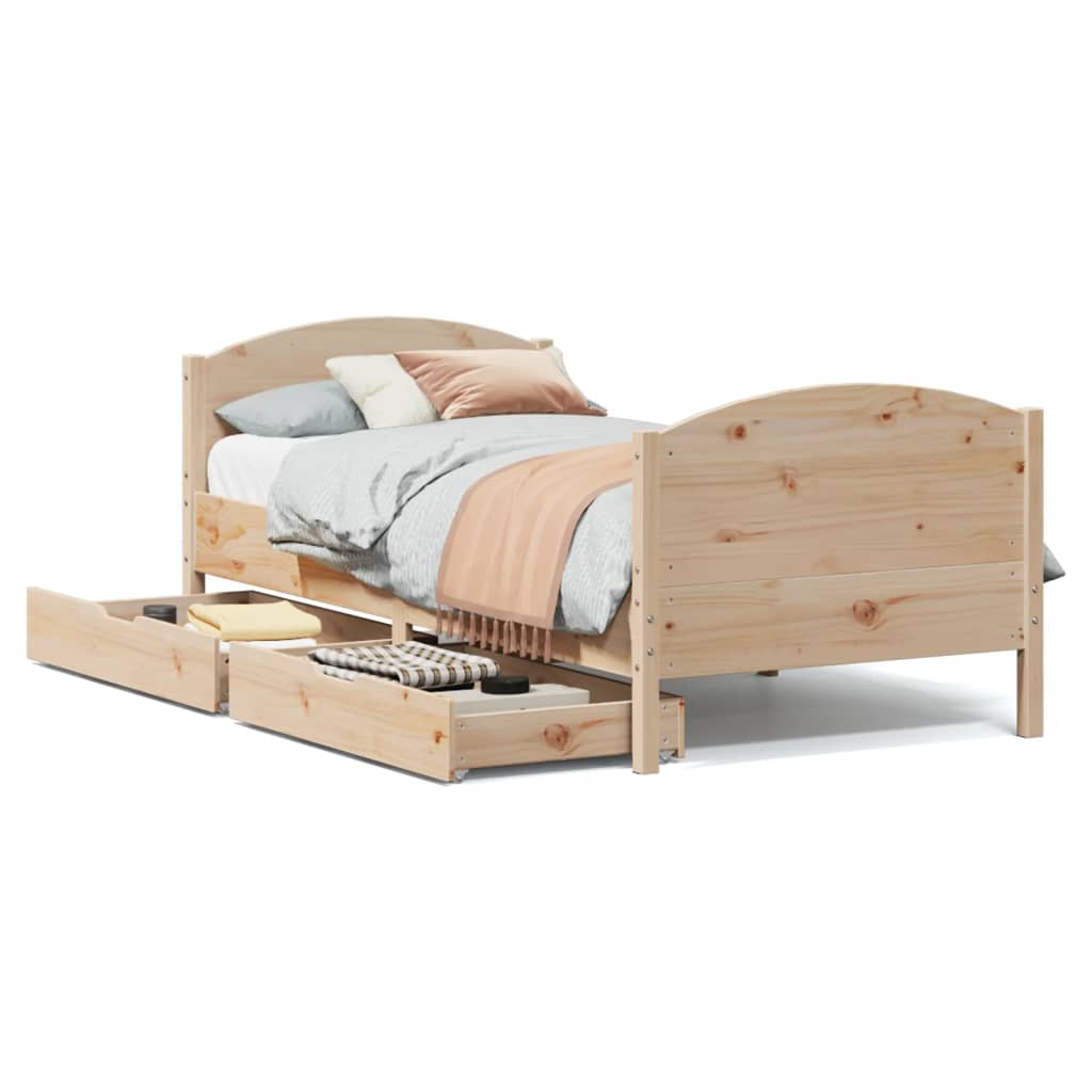 Bed Frame without Mattress 100x200 cm Solid Wood Pine