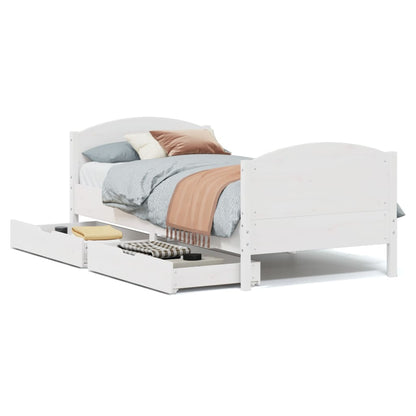 Bed Frame without Mattress White 100x200 cm Solid Wood Pine