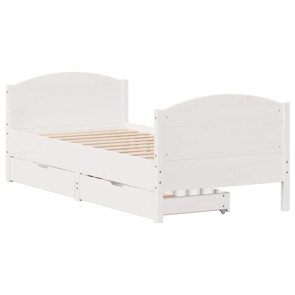 Bed Frame without Mattress White 100x200 cm Solid Wood Pine