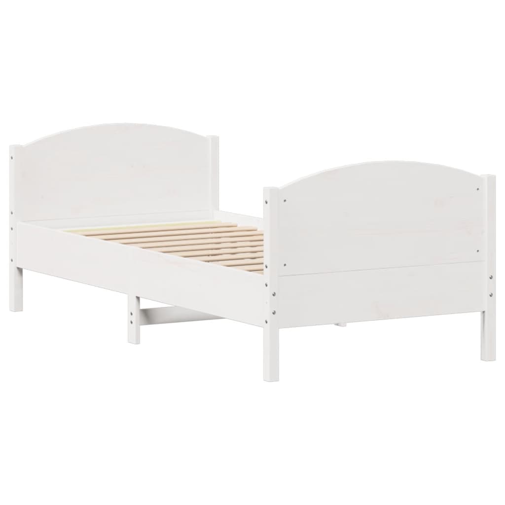 Bed Frame without Mattress White 100x200 cm Solid Wood Pine