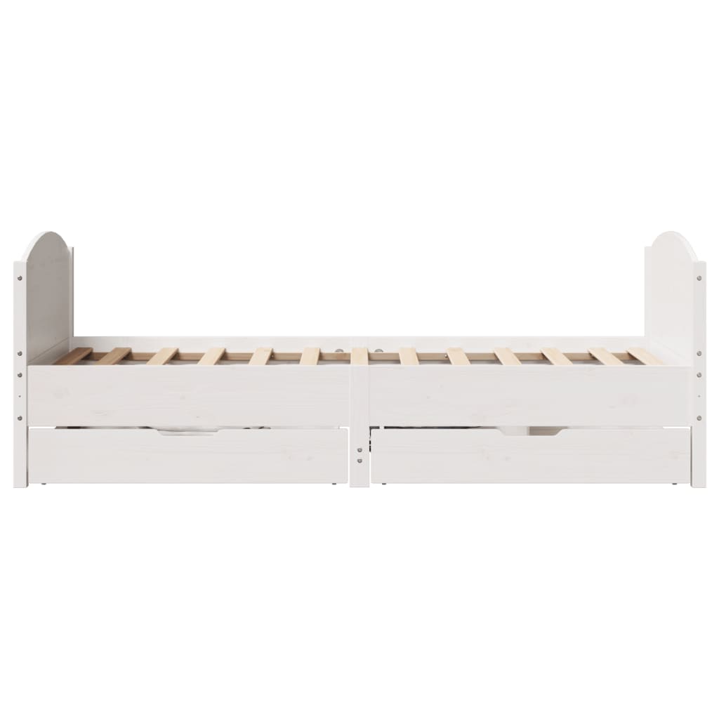 Bed Frame without Mattress White 100x200 cm Solid Wood Pine