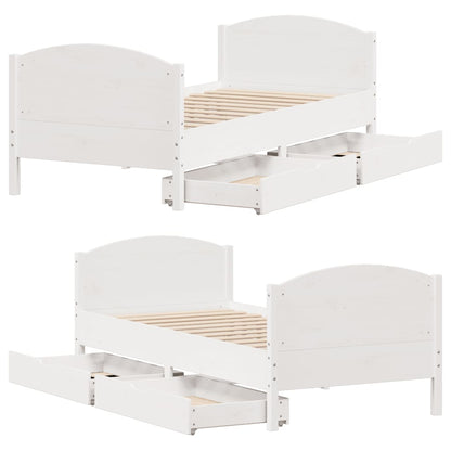 Bed Frame without Mattress White 100x200 cm Solid Wood Pine