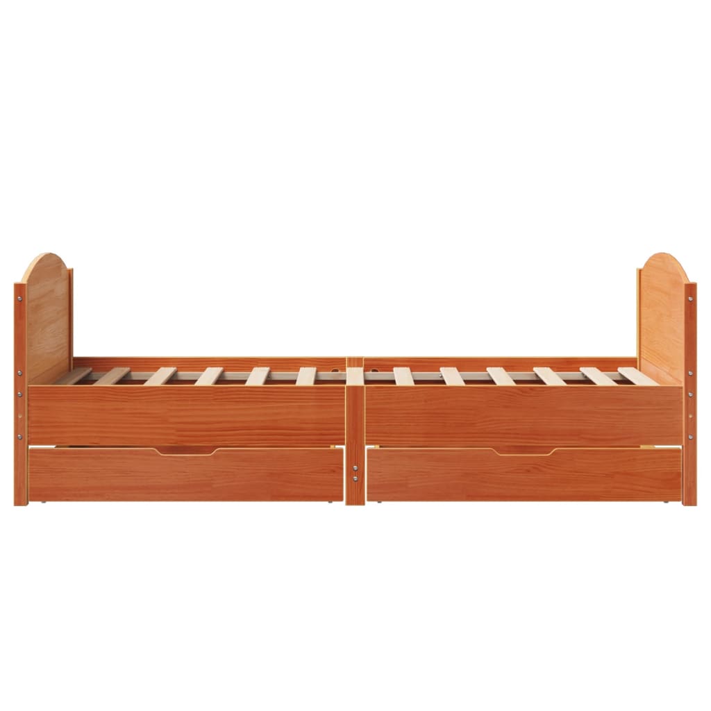 Bed Frame without Mattress Wax Brown 100x200 cm Solid Wood Pine