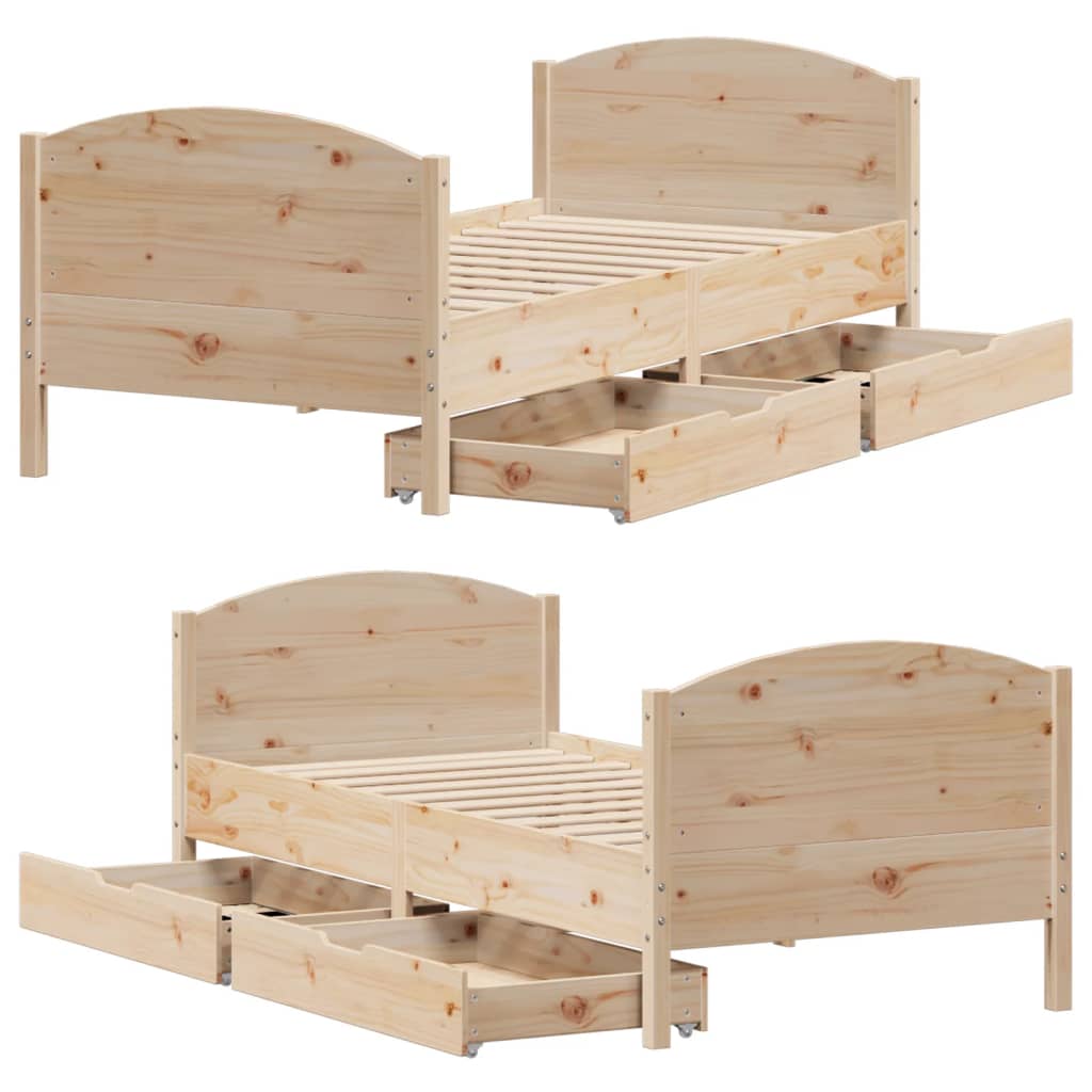 Bed Frame without Mattress 90x200 cm Solid Wood Pine