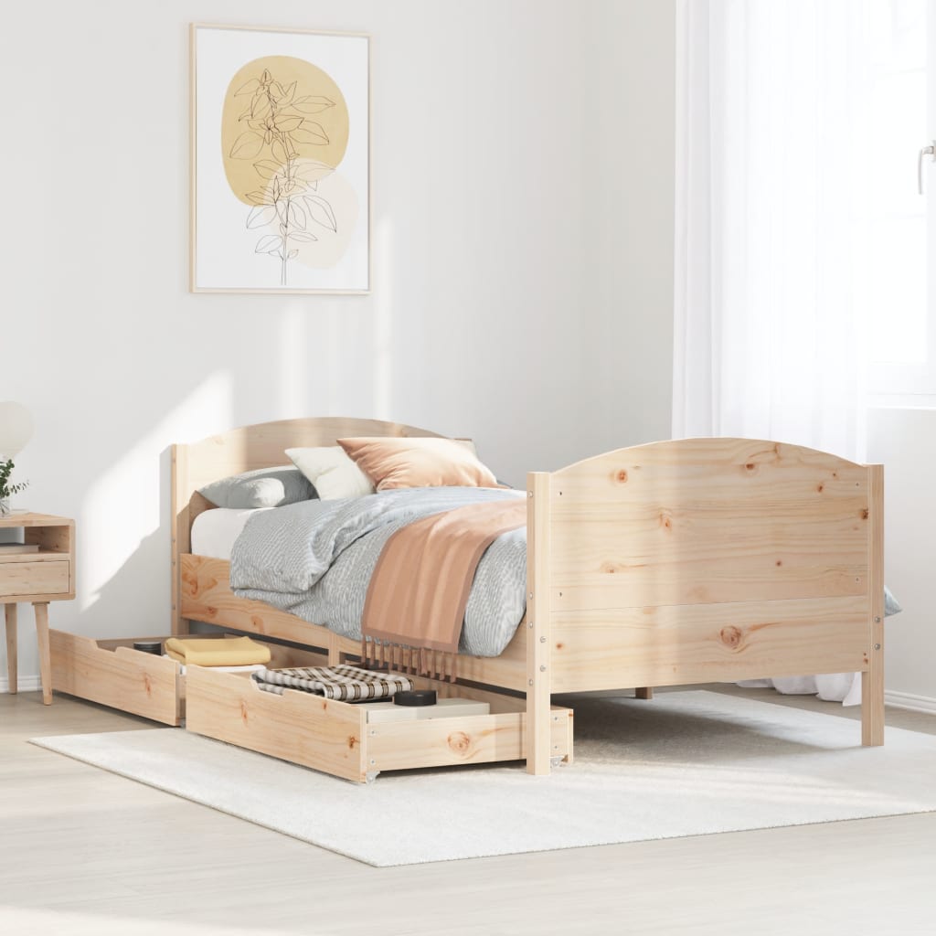 Bed Frame without Mattress 90x200 cm Solid Wood Pine