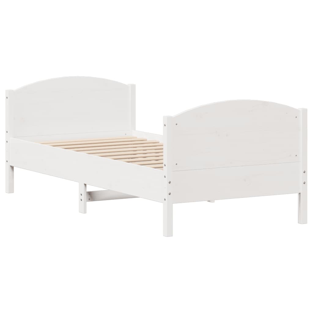 Bed Frame without Mattress White 90x200 cm Solid Wood Pine