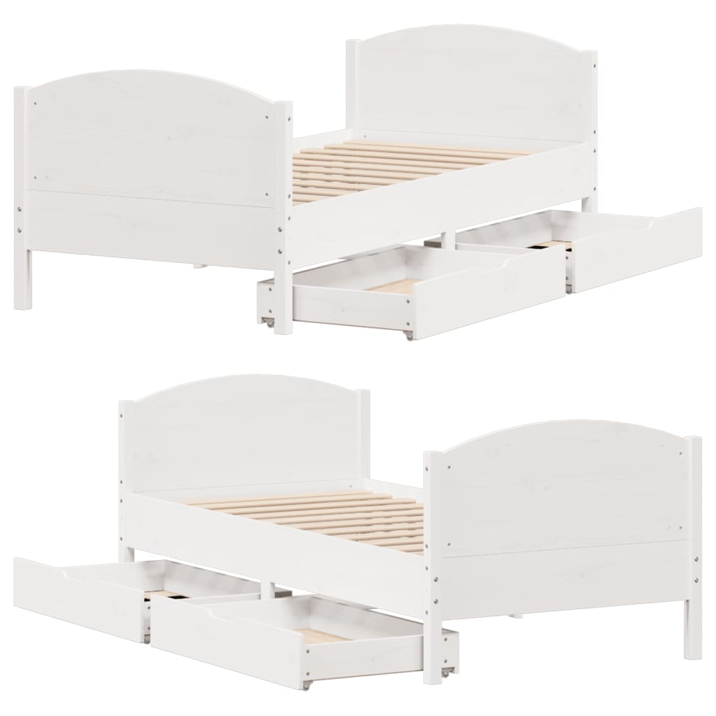 Bed Frame without Mattress White 90x200 cm Solid Wood Pine