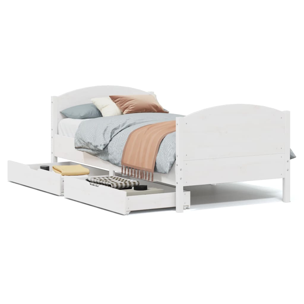 Bed Frame without Mattress White 90x190 cm Single Solid Wood Pine