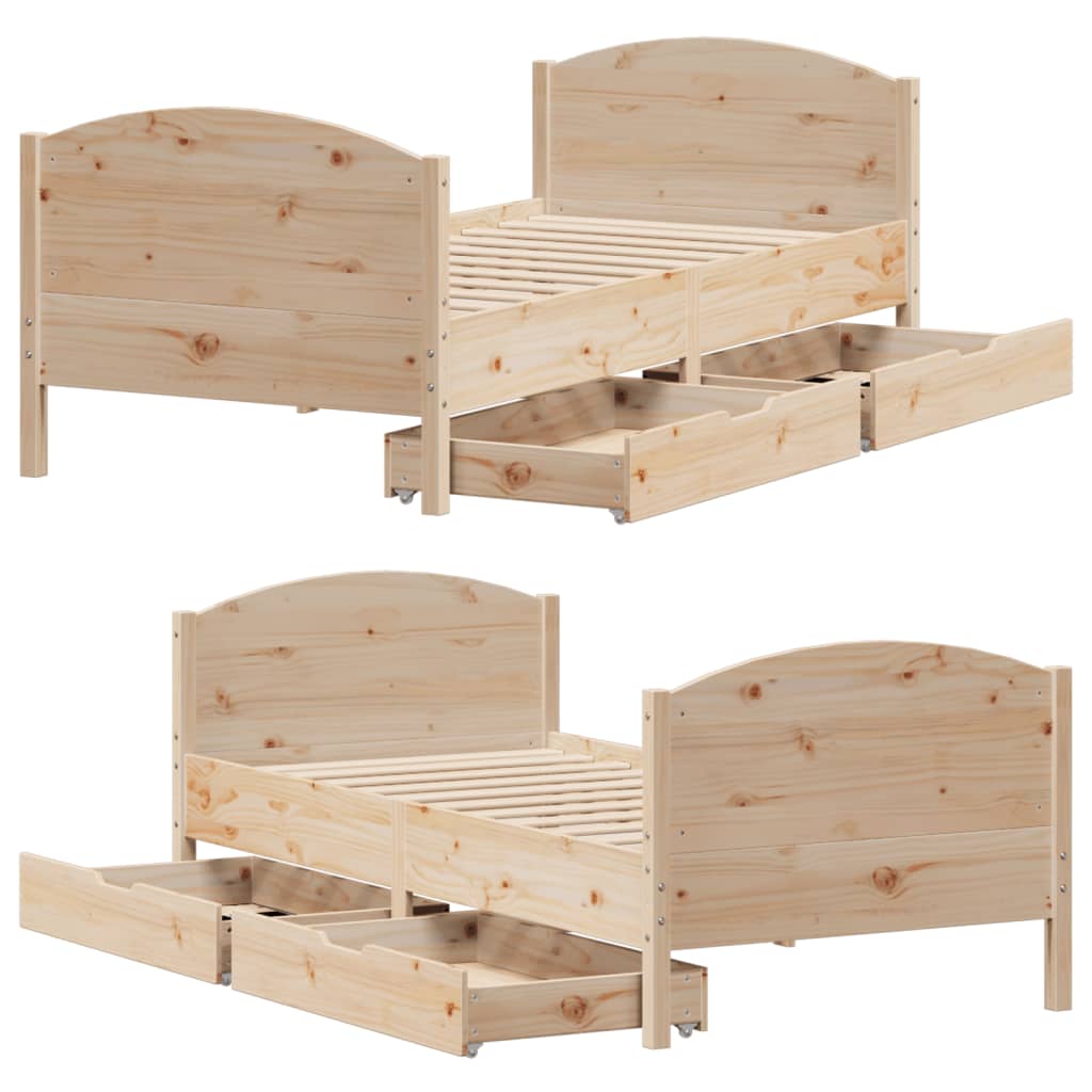 Bed Frame without Mattress 75x190 cm Small Single Solid Wood Pine