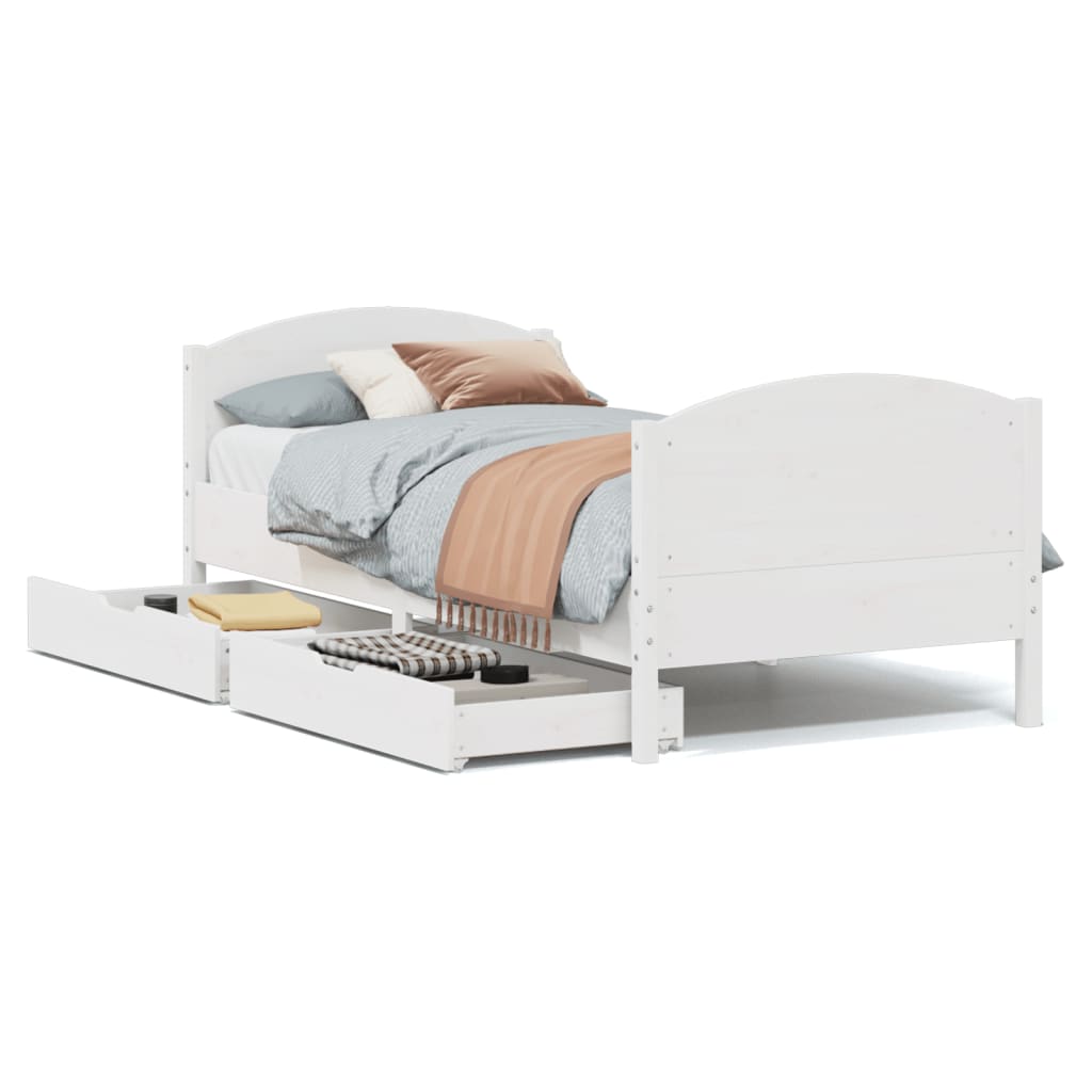 Bed Frame without Mattress White 75x190 cm Small Single Solid Wood Pine