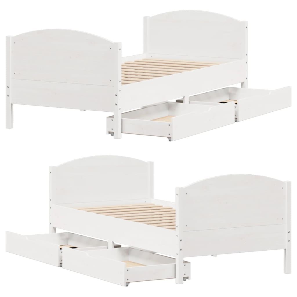 Bed Frame without Mattress White 75x190 cm Small Single Solid Wood Pine