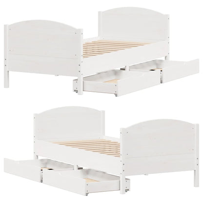 Bed Frame without Mattress White 75x190 cm Small Single Solid Wood Pine