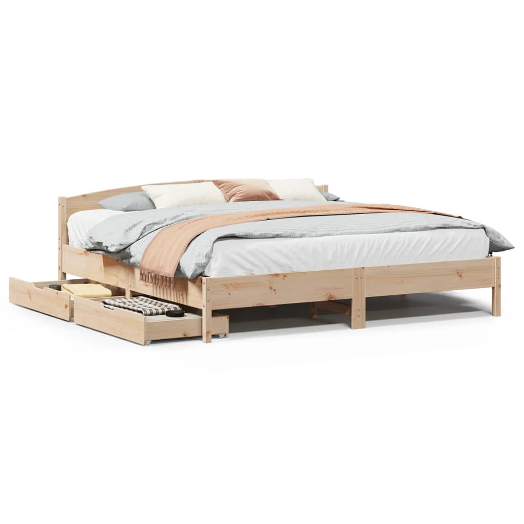 Bed Frame without Mattress 200x200 cm Solid Wood Pine