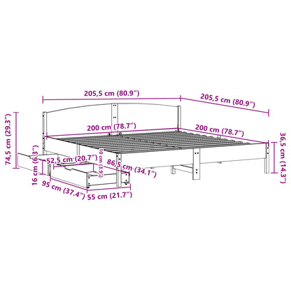 Bed Frame without Mattress 200x200 cm Solid Wood Pine