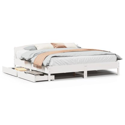 Bed Frame without Mattress White 200x200 cm Solid Wood Pine