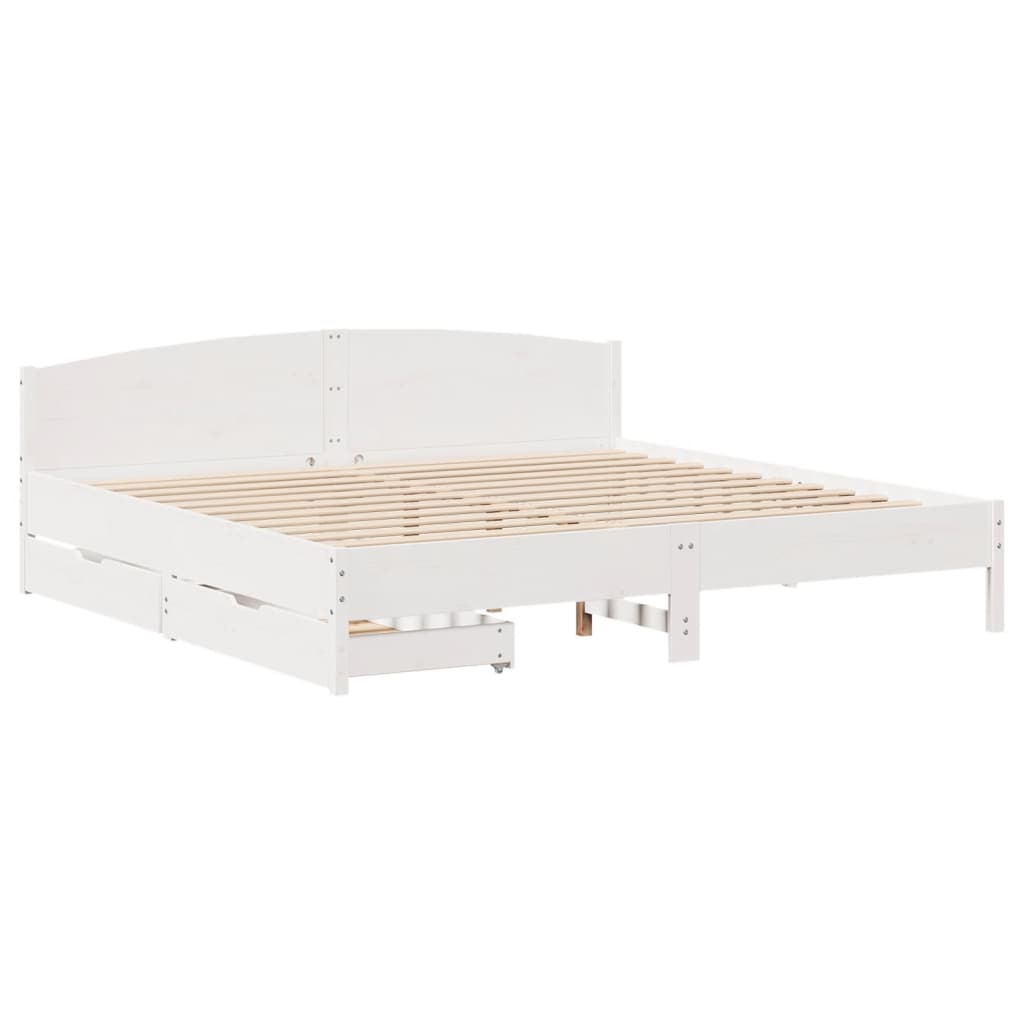 Bed Frame without Mattress White 200x200 cm Solid Wood Pine