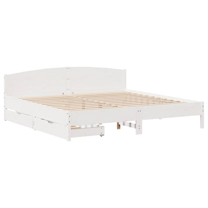 Bed Frame without Mattress White 200x200 cm Solid Wood Pine