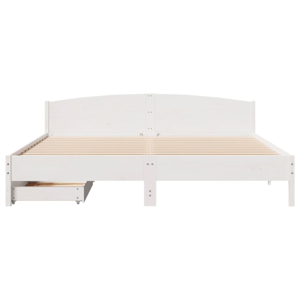 Bed Frame without Mattress White 200x200 cm Solid Wood Pine