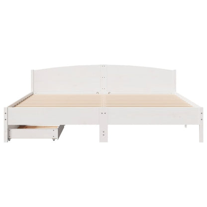 Bed Frame without Mattress White 200x200 cm Solid Wood Pine