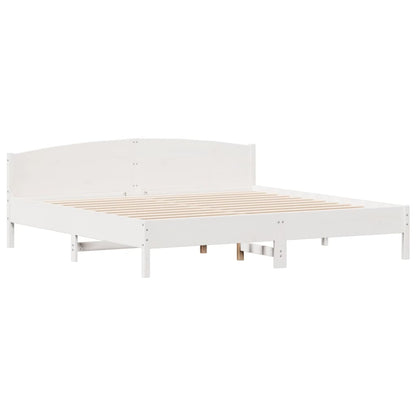 Bed Frame without Mattress White 200x200 cm Solid Wood Pine