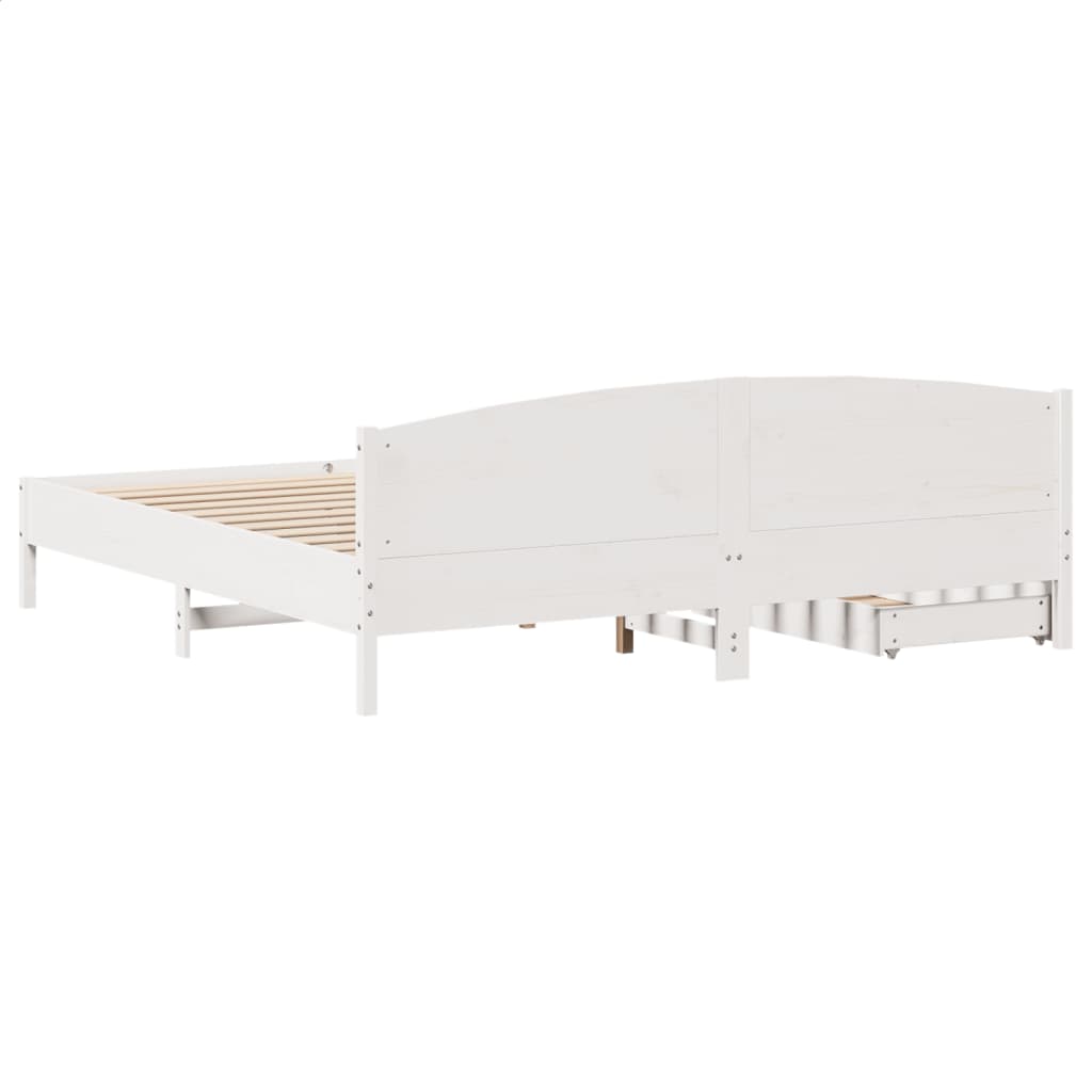 Bed Frame without Mattress White 200x200 cm Solid Wood Pine