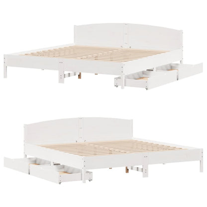 Bed Frame without Mattress White 200x200 cm Solid Wood Pine