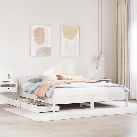 Bed Frame without Mattress White 200x200 cm Solid Wood Pine