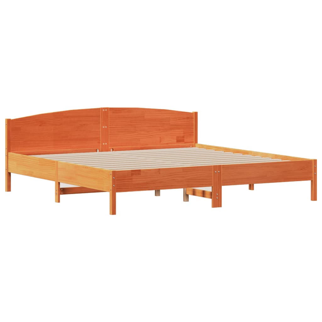 Bed Frame without Mattress Wax Brown 200x200 cm Solid Wood Pine