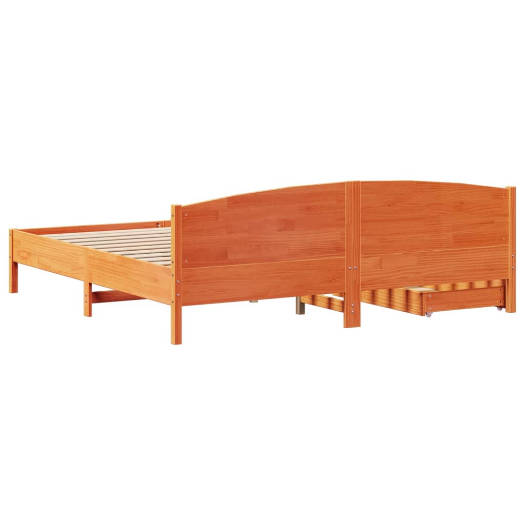 Bed Frame without Mattress Wax Brown 200x200 cm Solid Wood Pine