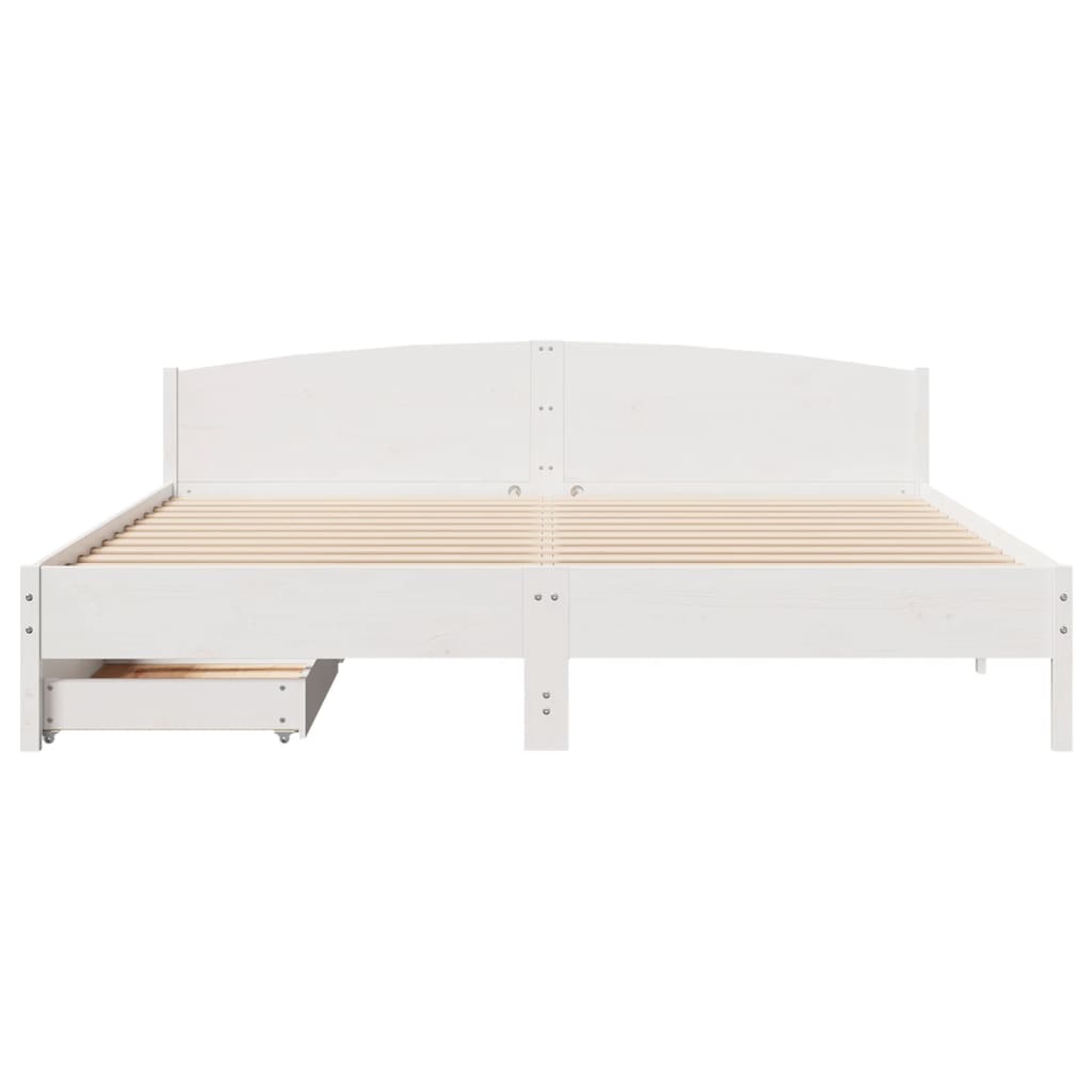 Bed Frame without Mattress White 180x200 cm Super King Solid Wood Pine